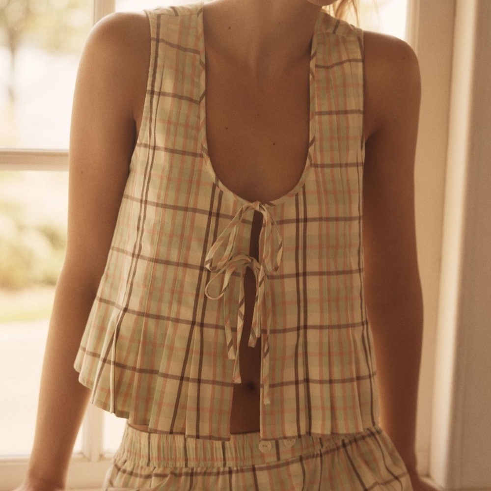 Anthropologie Lyrebird Pintuck Flannel Vest Women Size Medium